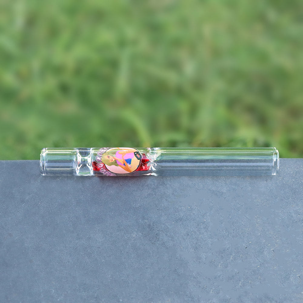 LADY HORNET 93 mm Glass Smoking Pipe, Pink Glass Tobacco Pipe With